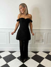 Kali Bardot Mini Dress - Black