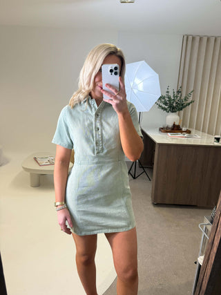 Kata Denim Dress - Mint