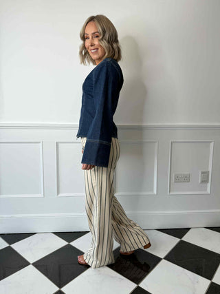 Flora Fitted Denim Jacket - Medium Blue