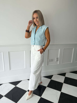 Yaz Denim Waistcoat - Light Blue