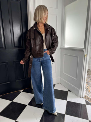 Freya Faux Leather Jacket - Brown