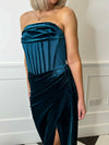 Karlee Velvet Corset Maxi Dress - Rich Turquoise