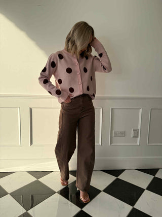 Mona Barrel Leg Jeans - Brown