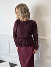 Alicia Lace Bow Top - Burgundy