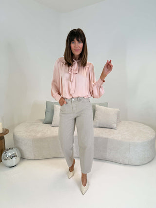 Luna Lace Trimmed Blouse - Pink