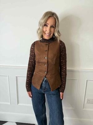 Rakel Suede Waistcoat - Brown