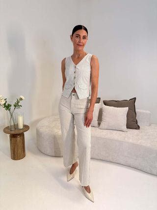 Jade Jeans - Green Pinstripe