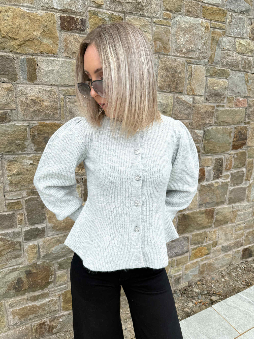 Annie Knitted Cardigan - Light Grey