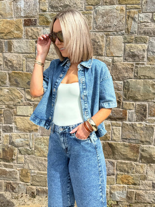 Sky Jorts - Medium Blue Denim