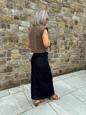 Yaz Denim Waistcoat - Brown