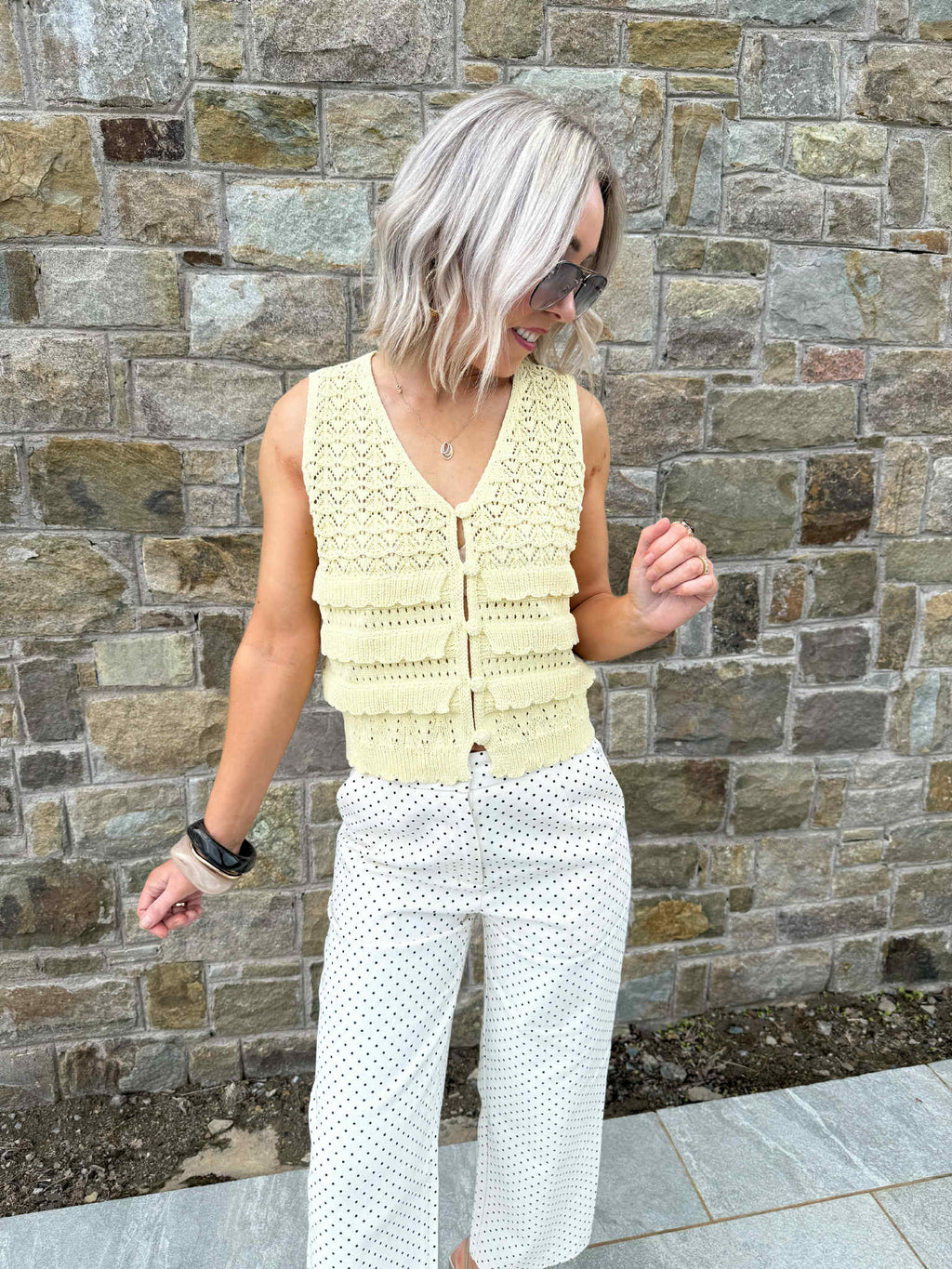 Bex Sleeveless Cardigan - Yellow