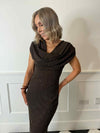 Ember Cowl Neck Embellished Maxi Dress - Brown