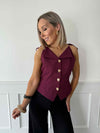 Jess Tie Shoulder Waistcoat - Plum