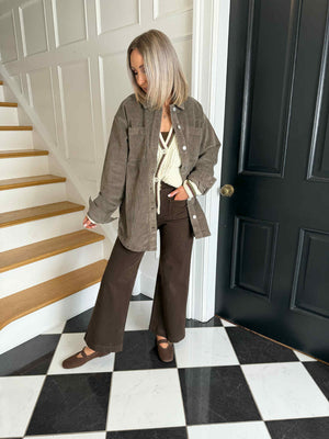 Alva Long Cord Shacket - Morel