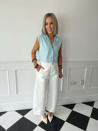 Yaz Denim Waistcoat - Light Blue