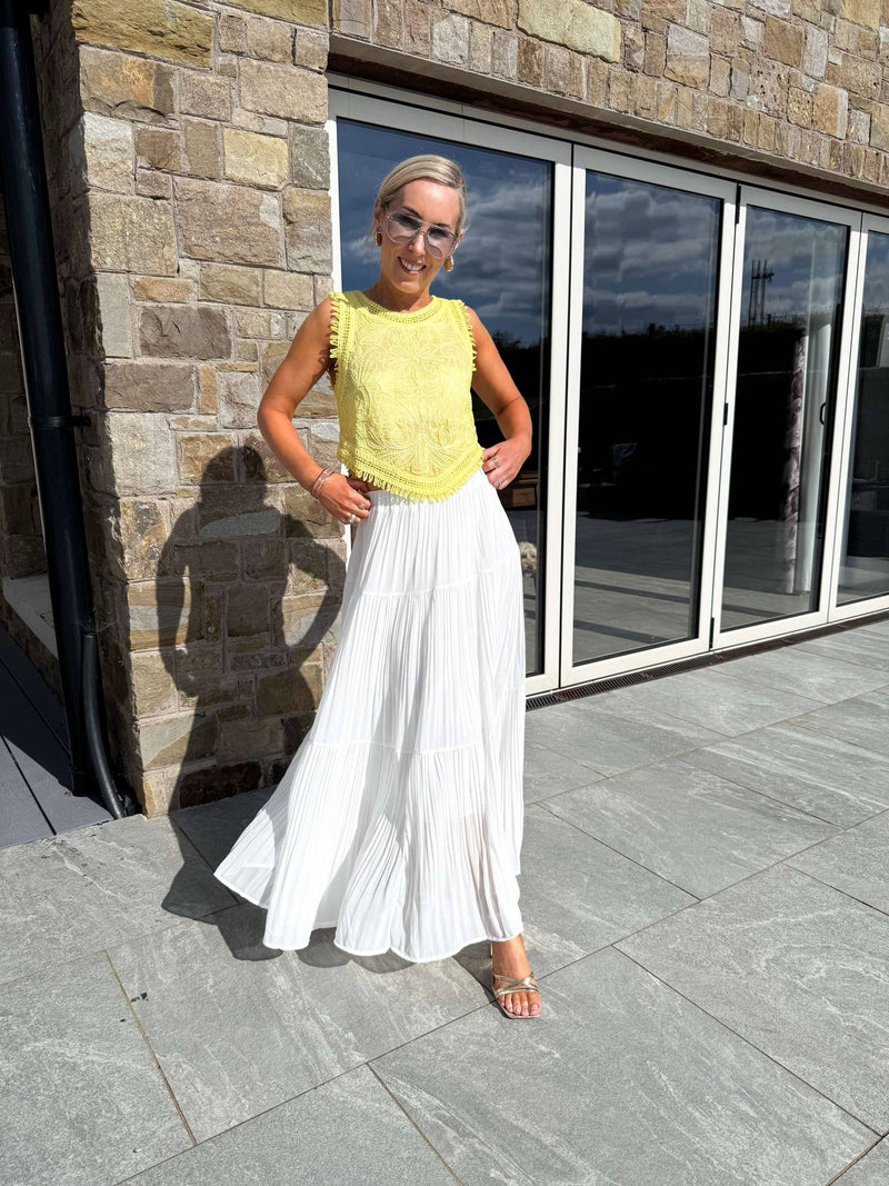 Bree Tiered Maxi Skirt - White