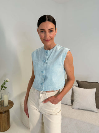 Yaz Denim Waistcoat - Blue