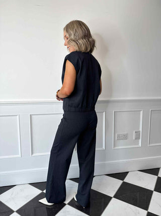 Bia Trousers - Maritime Blue Pinstriped