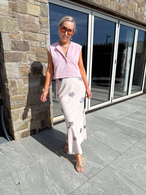Yaz Denim Waistcoat - Light Pink