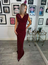 Ember Cowl Neck Embellished Maxi Dress - Burgundy