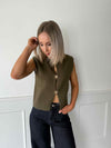 Roxane Knitted Waistcoat - Khaki