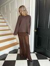 Cara Lace Maxi Skirt - Brown