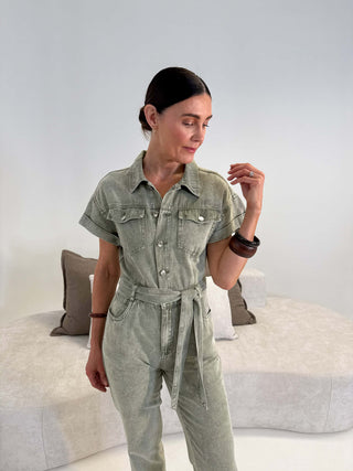 Tami Denim Jumpsuit - Khaki