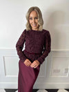 Alicia Lace Bow Top - Burgundy