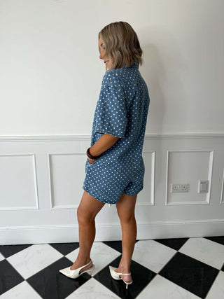Pam Playsuit - Blue Polka
