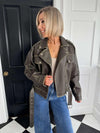Freya Faux Leather Jacket - Khaki