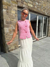 Chloe Denim Asymmetrical Waistcoat - Fushia