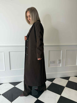 Solo Long Sleeve Coat - Coffee Bean