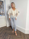Noisy May MONI High Waisted Ankle Jeans - Light Grey Denim