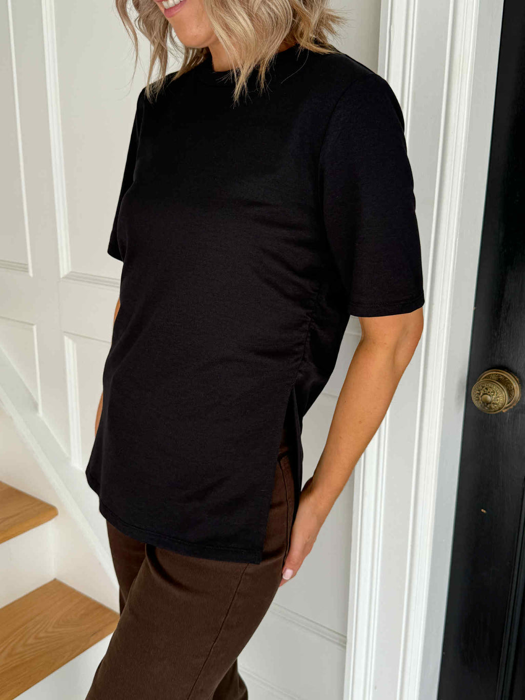 Skylar Split T-Shirt - Black
