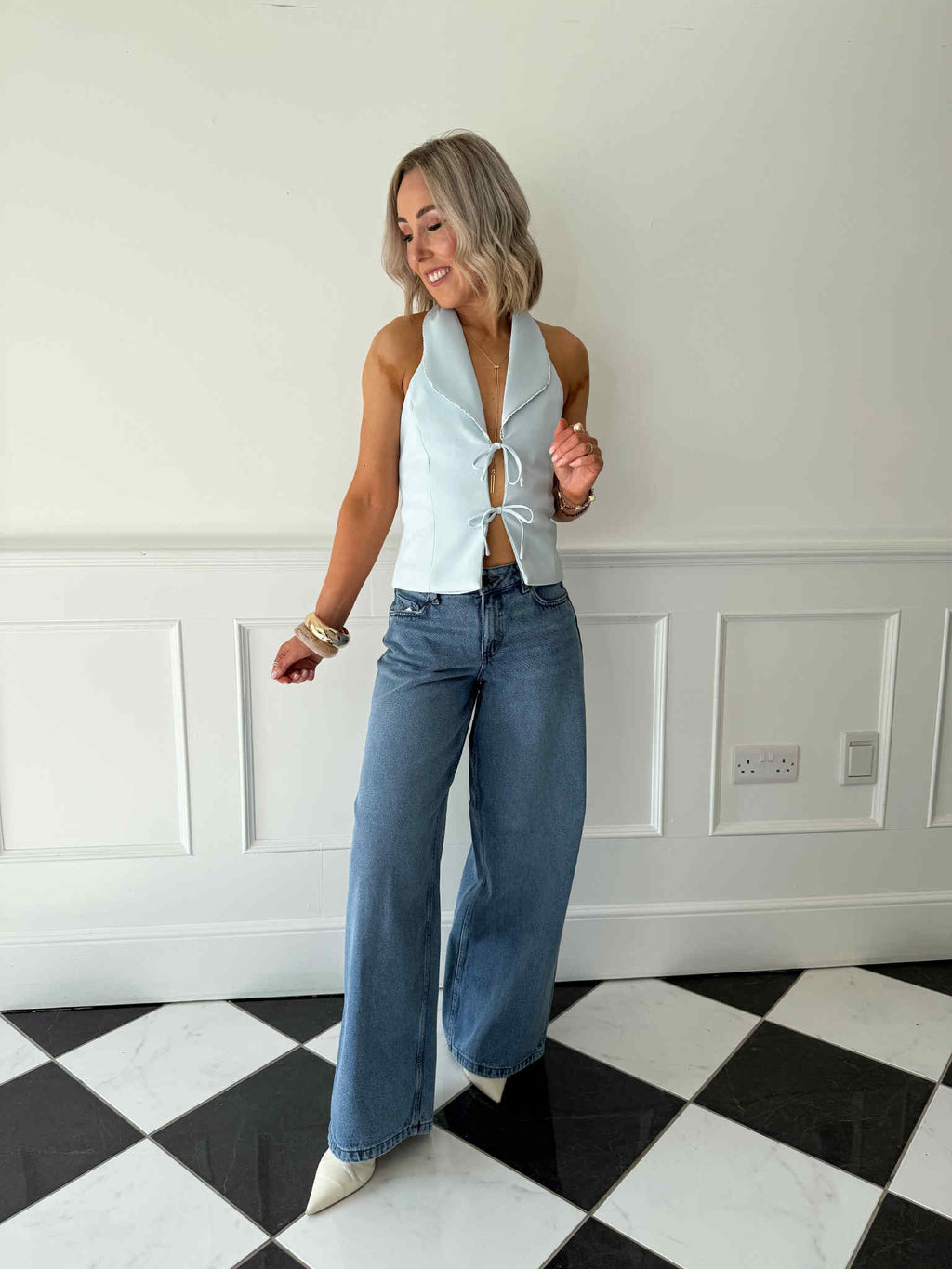 Kettie Wide Leg Jeans - Medium Blue Denim