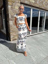 Blossom Cream Abstract Print Skirt