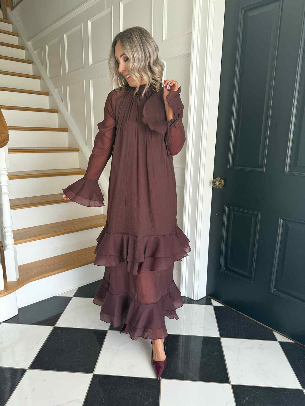 Brea Long Chiffon Dress - Plum