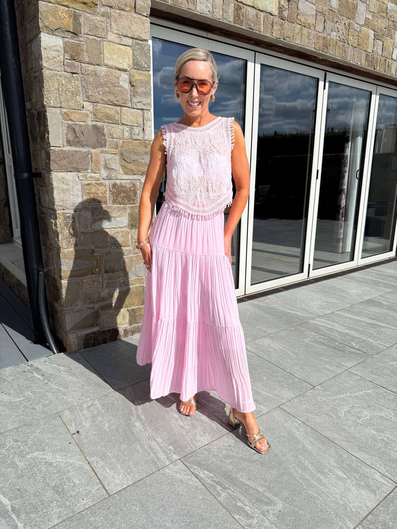 Bree Tiered Maxi Skirt - Pink