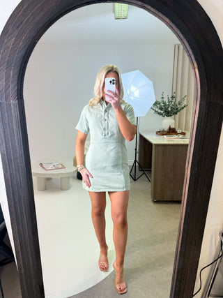 Kata Denim Dress - Mint