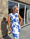 Charlotte High Neck Floral Waistcoat Blue