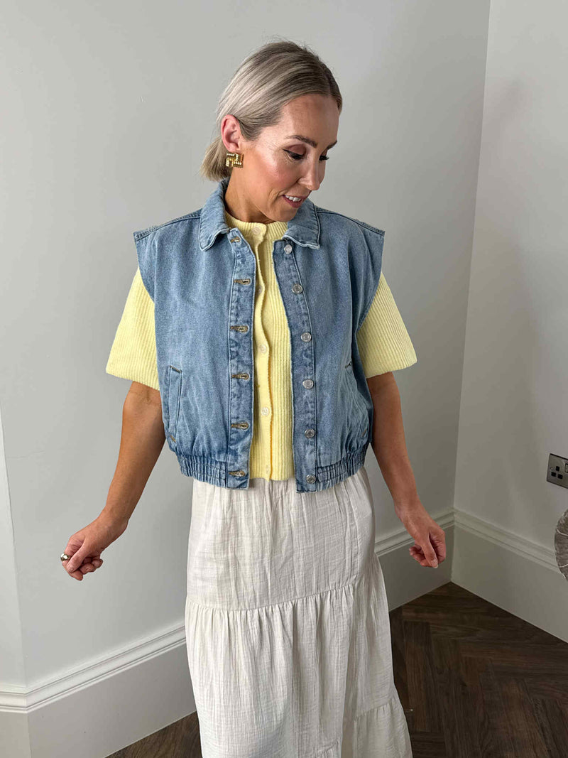 Elsie Denim Vest - Light Blue