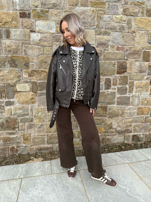 Lillie Sleeveless Bubble Hem Jacket - Leopard