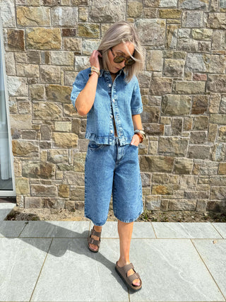 Sky Jorts - Medium Blue Denim