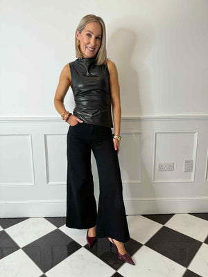 Dandy PU Sleeveless Top - Black