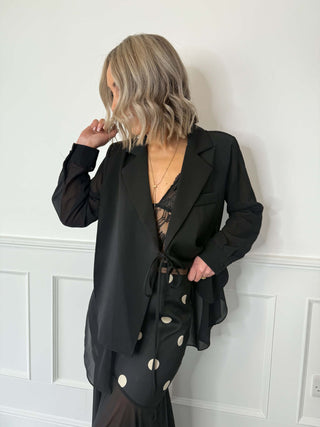 Frankie Mesh Sheer Blazer - Black