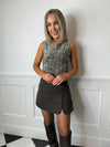 Kam Sequin Top - Morel Silver