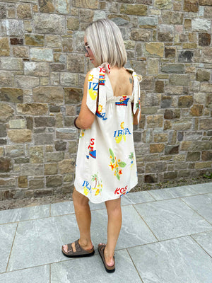 Bella Tie Shoulder Mini Dress - Ibiza