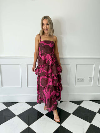 Aalyiah Square Neck Ruffle Midaxi Dress