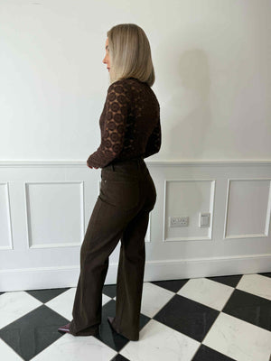 Karina Straight Leg Jeans - Brown