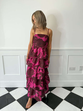 Aalyiah Square Neck Ruffle Midaxi Dress